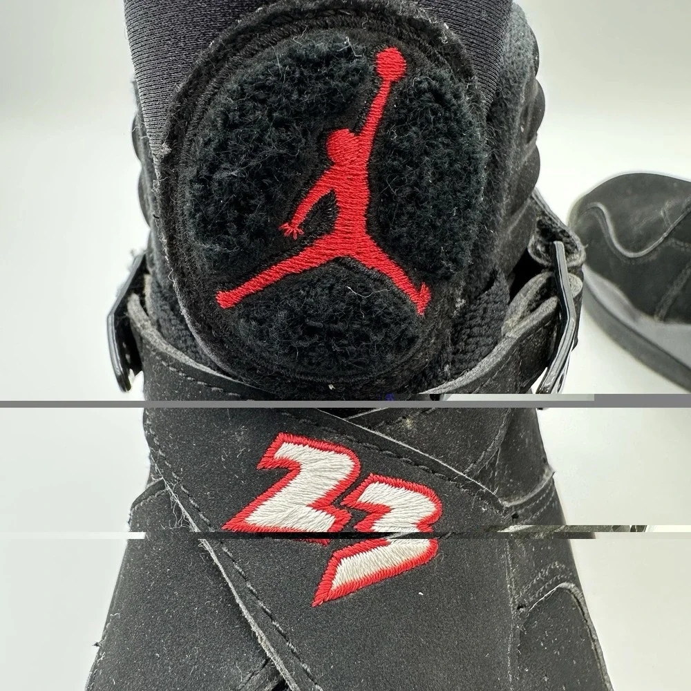 Nike Air Jordan 8 Retro 2013 Playoffs Mens Black Red Sneakers 305381-061 Size 9